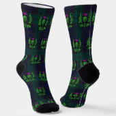 Scottish Thistle on Dark Tartan Custom Monogram Socken (Gewinkelt)