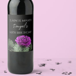 Scottish Thistle Personalisiert Birthday Weinetikett