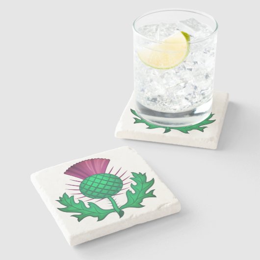 Scottish Thistle Steinuntersetzer (Seitenansicht)