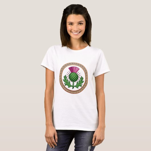 Scottish Thistle Symbol Abzeichen T-Shirt (Vorne ganz)