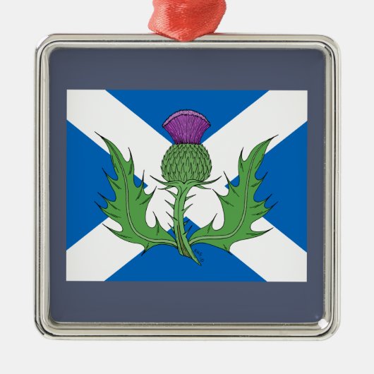 Scottish Thistle und Salreifen Silbernes Ornament (Vorne)