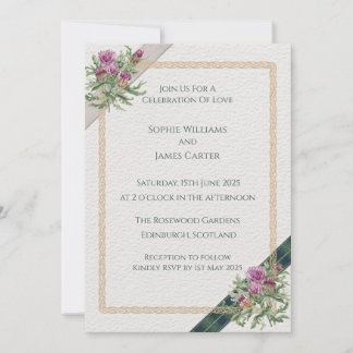 Scottish Thistle Wedding Invitation Celtic Tartan Einladung