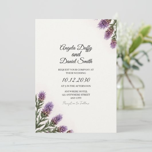 Scottish Thistle Wedding Invitation Einladung (Stehend Vorderseite)