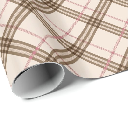 Scottish Thompson kariert Tartan beige-braun Geschenkpapier (Rolleneckpunkt)