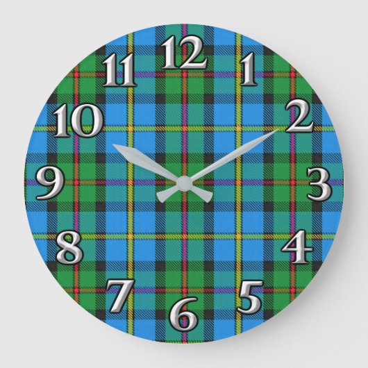 Scottish Time Accents Clan MacLeod Harris Tartan Große Wanduhr (Vorderseite)