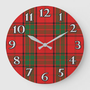 Scottish Time Accents Clan Maxwell Tartan Große Wanduhr