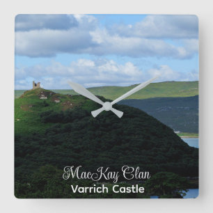 Scottish Varrich Castle MacKay Clan Quadratische Wanduhr