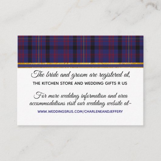 Scottish Wedding Clan Dundonald Information Card Begleitkarte (Vorderseite)