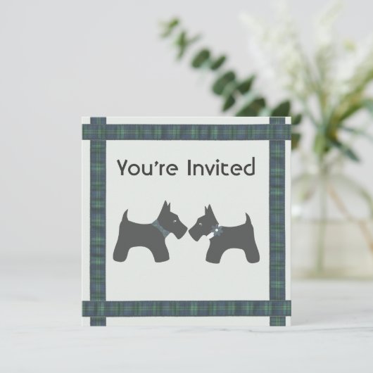 Scottish Wedding mit Tartan Theme Einladung (Stehend Vorderseite)