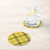 Scottish Yellow Tartan Runder Pappuntersetzer (Vor Ort)