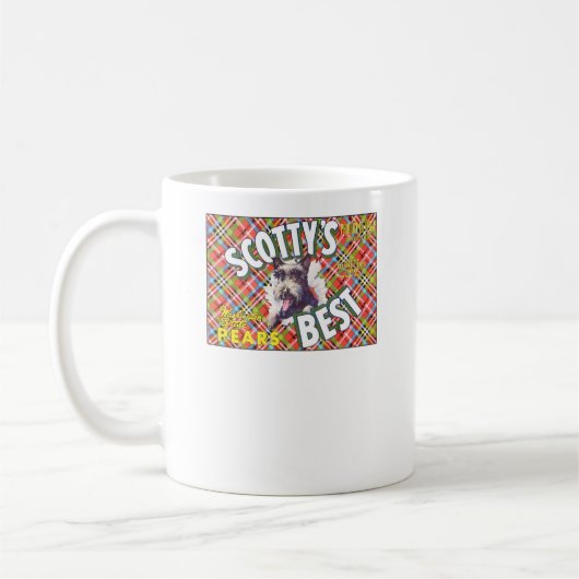 Scotts beste Birnen - Frucht-Kisten-Aufkleber Kaffeetasse (Links)