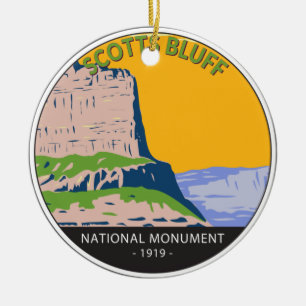 Scotts Bluff National Monument Nebraska Vintage Keramik Ornament