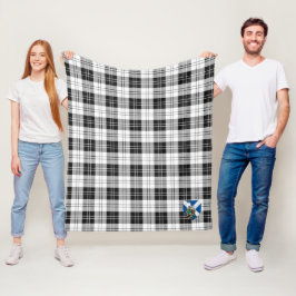Scotts Erskine Black and White Tartan Kariert Fleecedecke