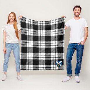 Scotts MacFarlane Black & White Tartan Kariert Fleecedecke