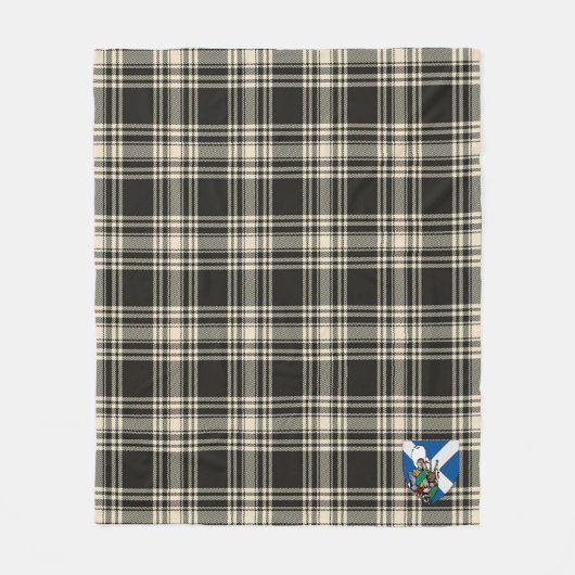 Scotts Menzies Black & White Ancient Tartan Karier Fleecedecke (Vorderseite)