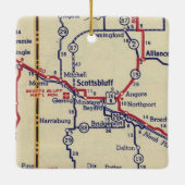 Scottsbluff NE Vintag Map Keramikornament (Rückseite)