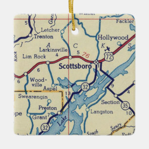 Scottsboro AL Vintage Karte Keramikornament