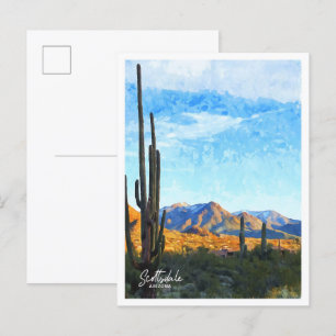 Scottsdale Arizona Aquarell-Illustration Postkarte