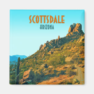 Scottsdale Arizona Kaktus und Berg Vintage Magnet
