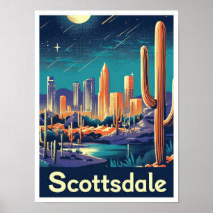 Scottsdale Arizona Vintage Reise Illustration Poster