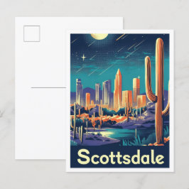 Scottsdale Arizona Vintage Reise Illustration Postkarte