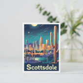 Scottsdale Arizona Vintage Reise Illustration Postkarte (Stehend Vorderseite)