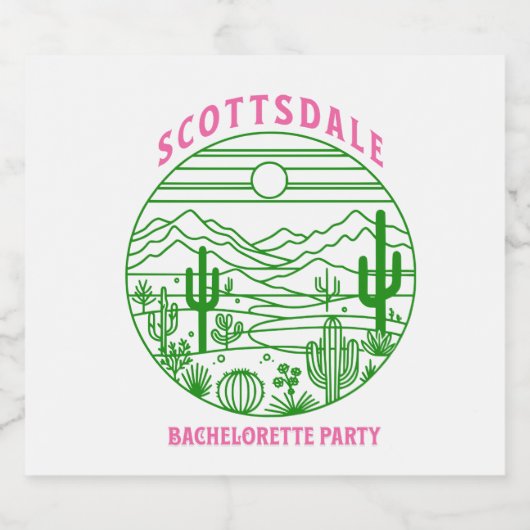 scottsdale bachelorette party pink schaumweinetikett (Einzelnes Label)