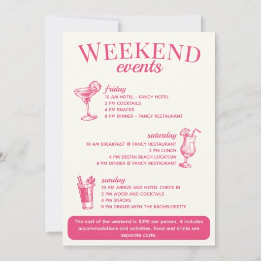 Scottsdale Bachelorette Social Cocktail Tour Einladung (Rückseite)