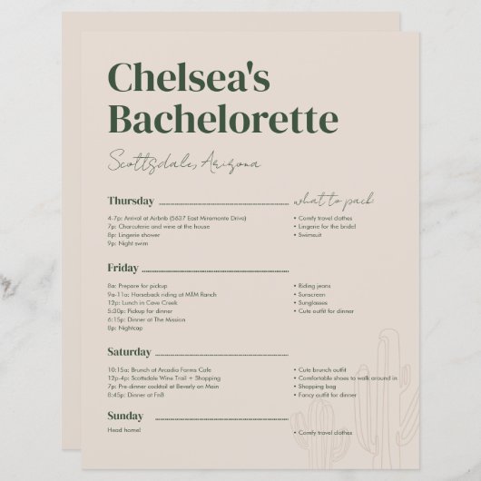 Scottsdale Bachelorette Weekend Itinerary (Vorne/Hinten)