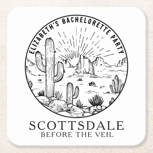 Scottsdale Junggeselinnen-Abschied Favor Custom Rechteckiger Pappuntersetzer (Vorderseite)