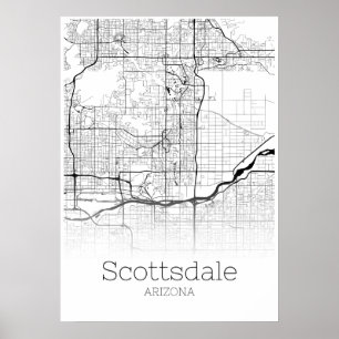 Scottsdale-Karte - Arizona - Stadt-Karten-Plakat Poster