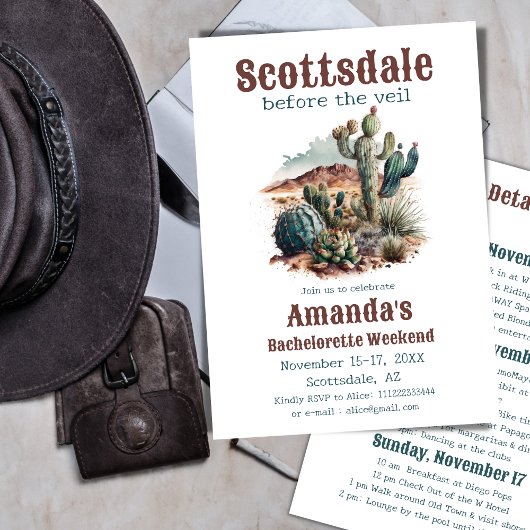 Scottsdale Vor dem Veil Bachelorette Weekend Einladung