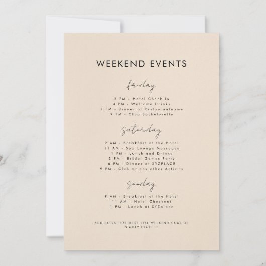 Scottsdale Vor dem Veil Bachelorette Weekend Einladung (Rückseite)