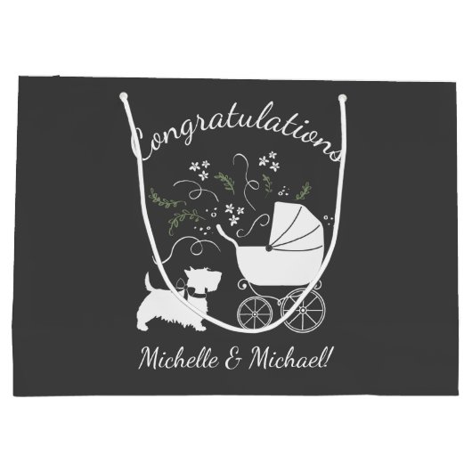 Scotty Dog Baby Shower Große Geschenktüte (Rückseite)