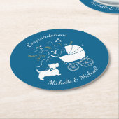 Scotty Dog Baby Shower Puppy Scottish Terrier Blue Runder Pappuntersetzer (Angewinkelt)