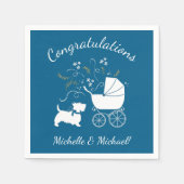 Scotty Dog Baby Shower Puppy Scottish Terrier Blue Serviette (Vorderseite)