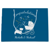 Scotty Dog Baby Shower Scottish Terrier Blue Große Geschenktüte (Vorderseite)