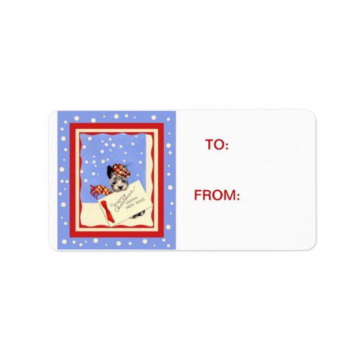 Scotty Dog Scottish Terrier Christmas Grußtag Adressaufkleber (Vorne)