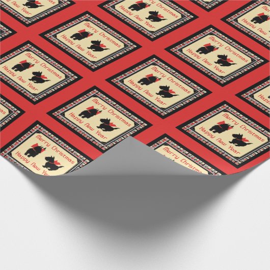 Scotty Dog Scottish Terrier Christmas Retro Geschenkpapier (Ecke)