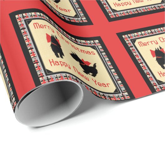 Scotty Dog Scottish Terrier Christmas Retro Geschenkpapier (Rolleneckpunkt)
