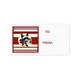 Scotty Dog Scottish Terrier red stripes Tag Adressaufkleber