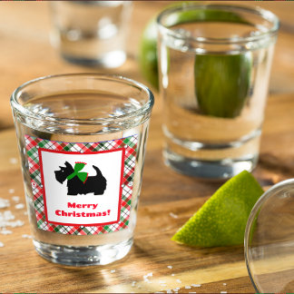 Scotty Dog und Tartan Christmas Schnapsglas