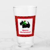 Scotty Dog und Tartan Frohe Weihnachten Glas (Vorderseite)