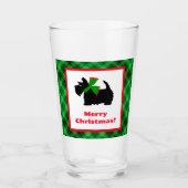 Scotty Dog und Tartan Frohe Weihnachten Glas (Vorderseite)
