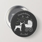 Scotty Hund Baby Shoppy Welpe Scottish Terrier Gra Button (Vorne & Hinten)