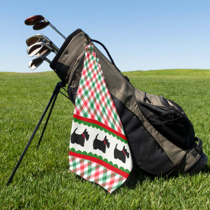 Scotty Hund Green Red White Kariert Karo Golfhandtuch