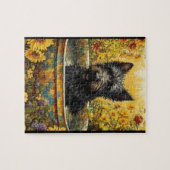 Scotty Hund in Garden Pot zwischen den Blume Puzzl Puzzle (Horizontal)