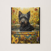 Scotty Hund in Garden Pot zwischen den Blume Puzzl Puzzle (Vertikal)