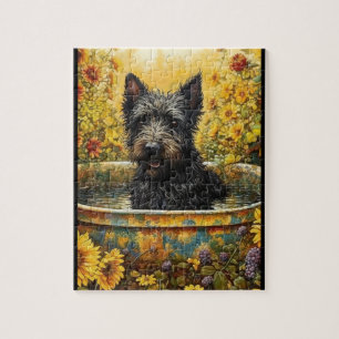 Scotty Hund in Garden Pot zwischen den Blume Puzzl Puzzle