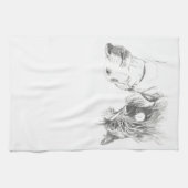 Scotty Hund und Labrador Friends Ink Zeichnend Geschirrtuch (Horizontal)